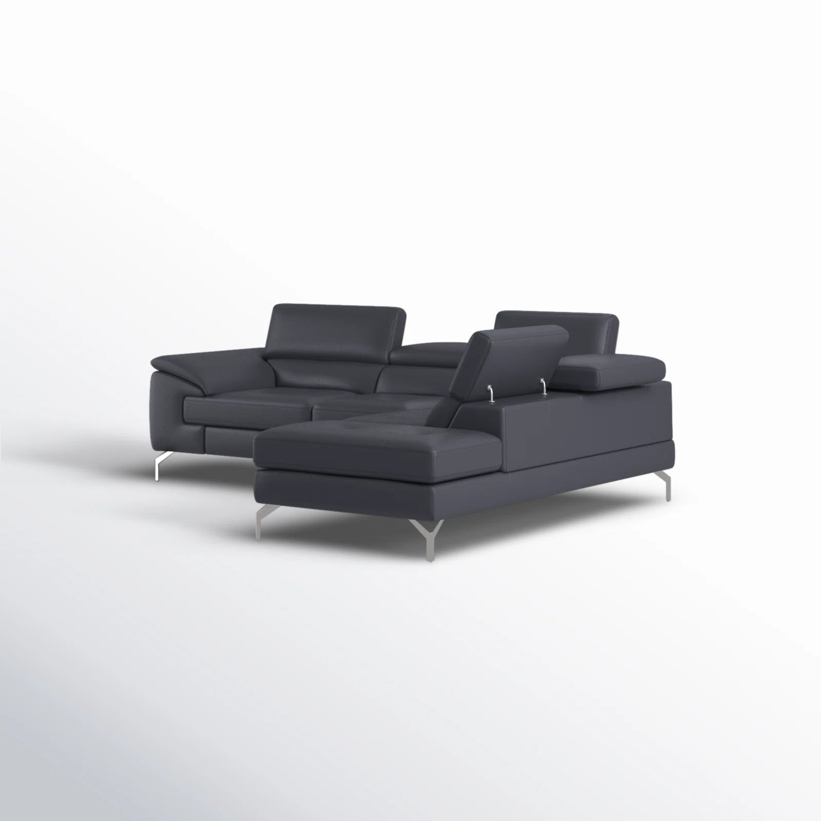 Wexi Leatherette Modular Sectional Sofa In Light Black Colour