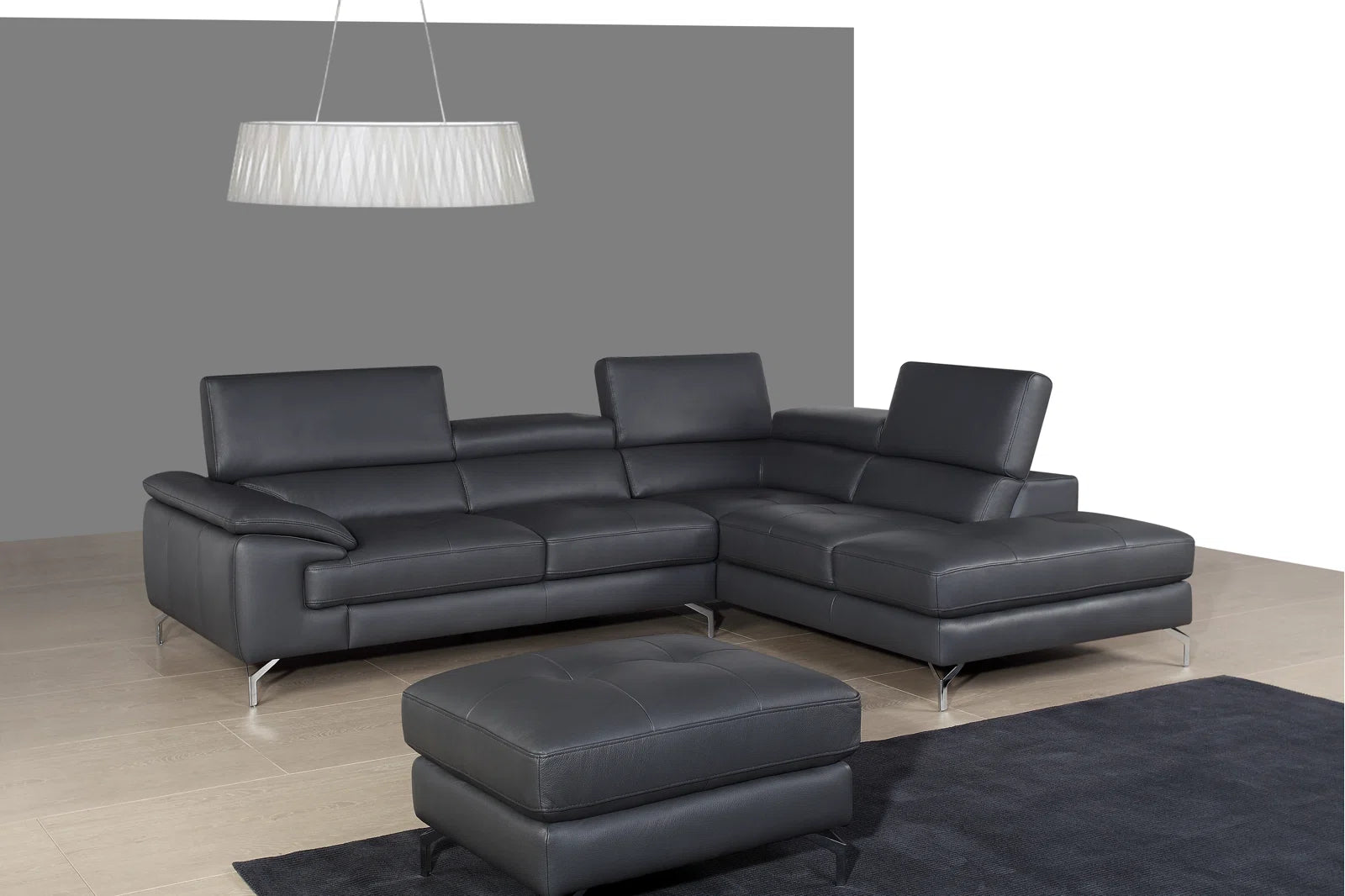 Wexi Leatherette Modular Sectional Sofa In Light Black Colour