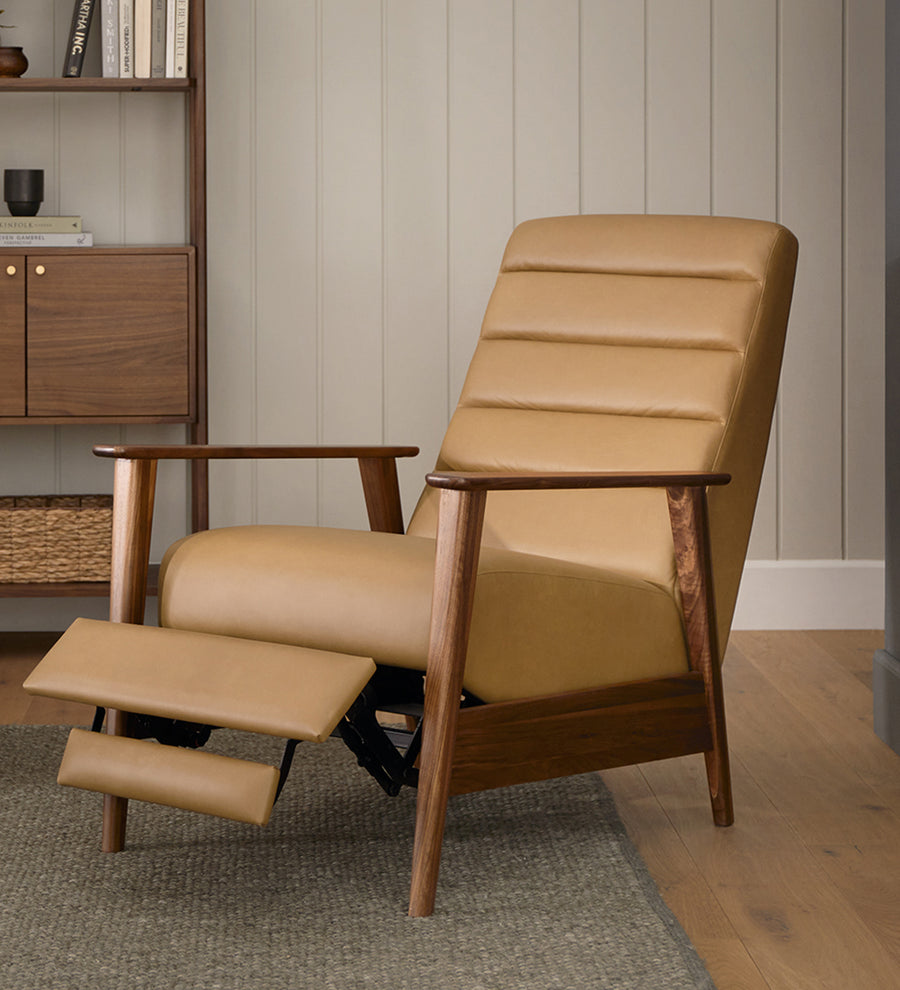Ellow Reclining Lounge Leatherette Chair - Brown - Living View by Febonic Living