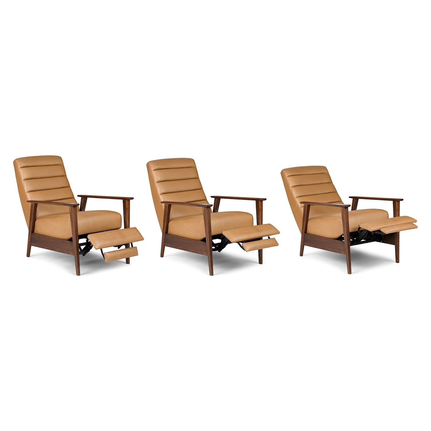 Ellow Leatherette Reclining Lounge Chair In Brown Colour - Reclined View by Febonic Living