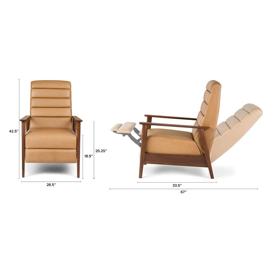 Ellow Leatherette Reclining Lounge Chair In Brown Colour - Dimensions by Febonic Living
