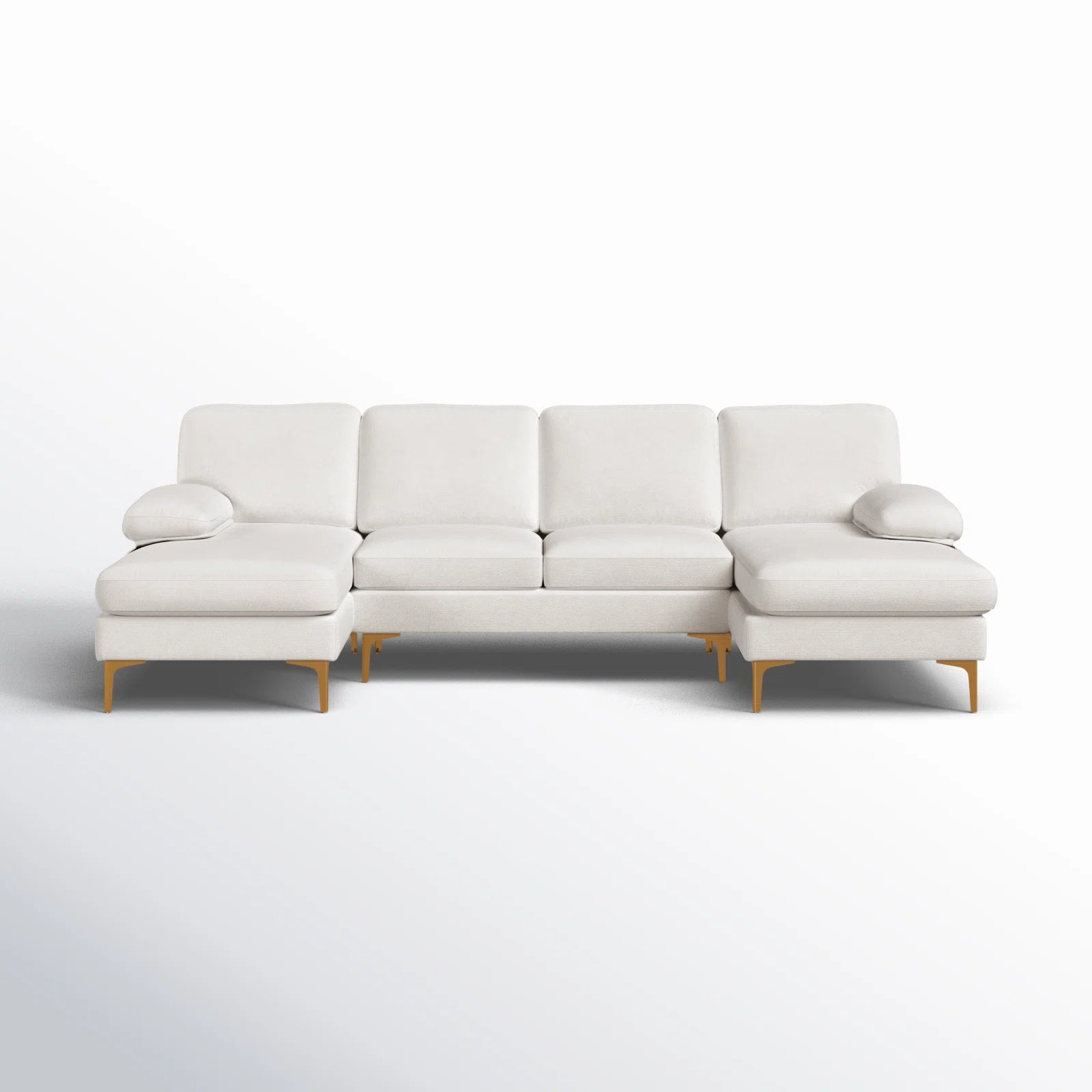 Elson Fabric 6 Seater Sectional Sofa In Ivory Cream Colour