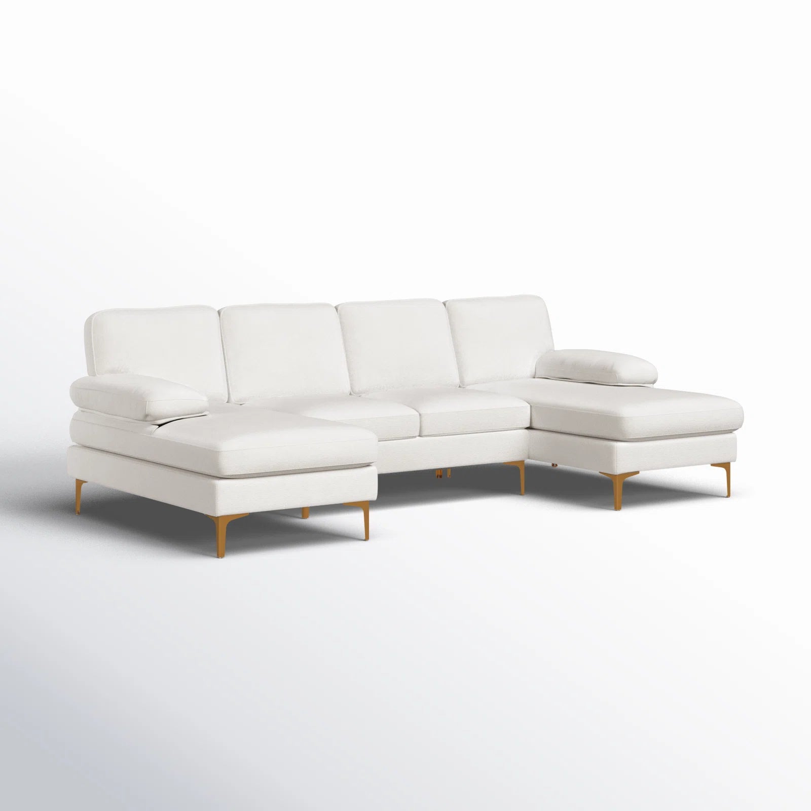 Elson Fabric 6 Seater Sectional Sofa In Ivory Cream Colour