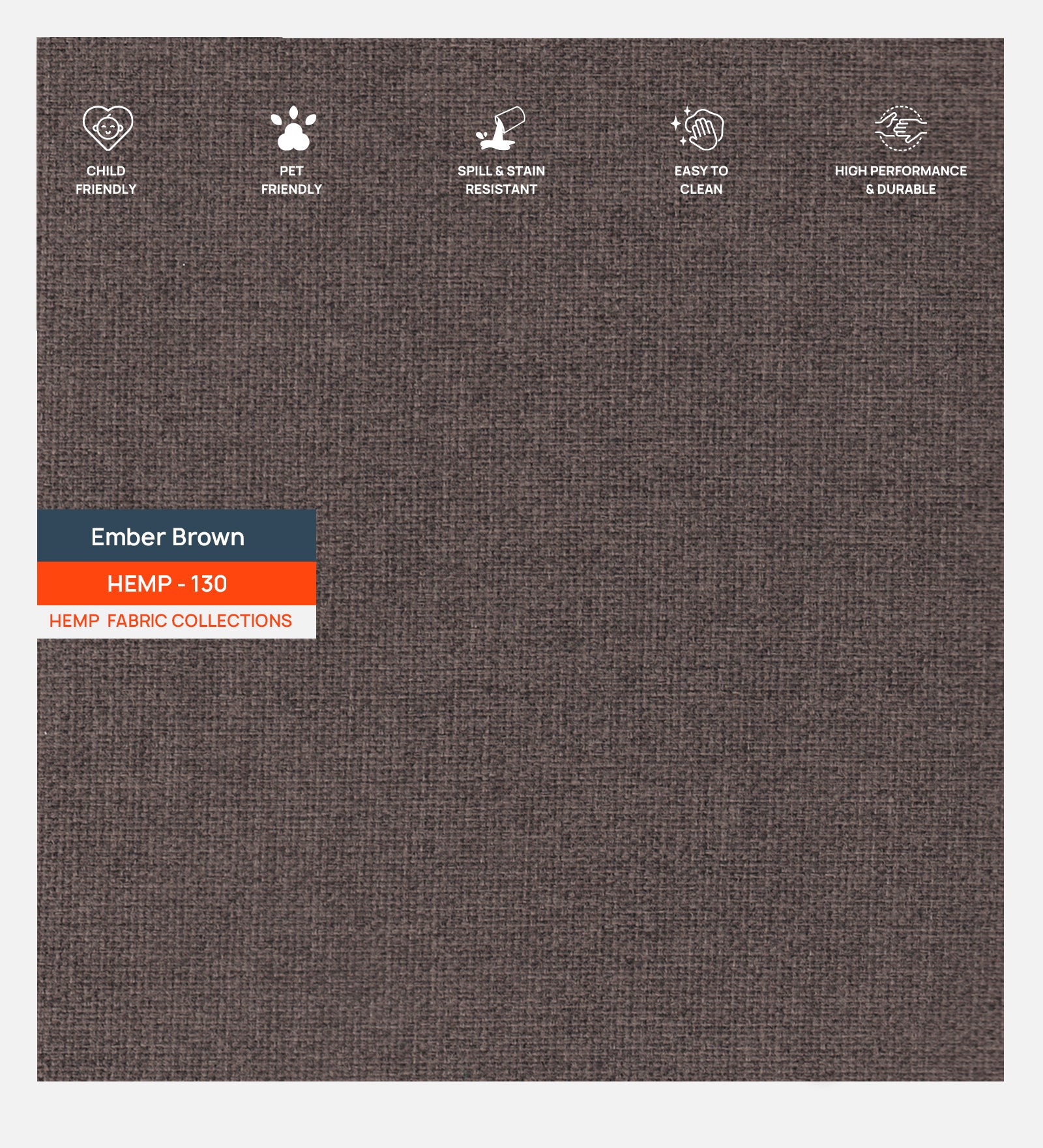 Polycotton Hemp Fabric Ember Brown 130 Code - Febonic Living