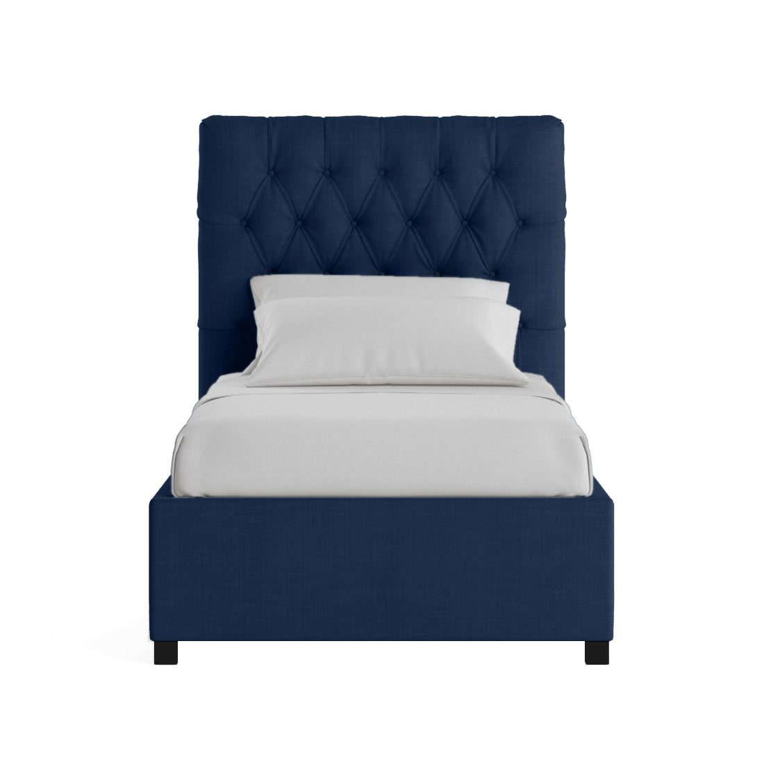 Isko Fabric Upholstered Single Bed in Royal Blue Colour with Box Storage