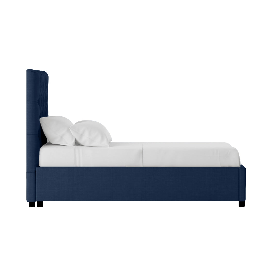 Isko Fabric Upholstered Single Bed in Royal Blue Colour with Box Storage