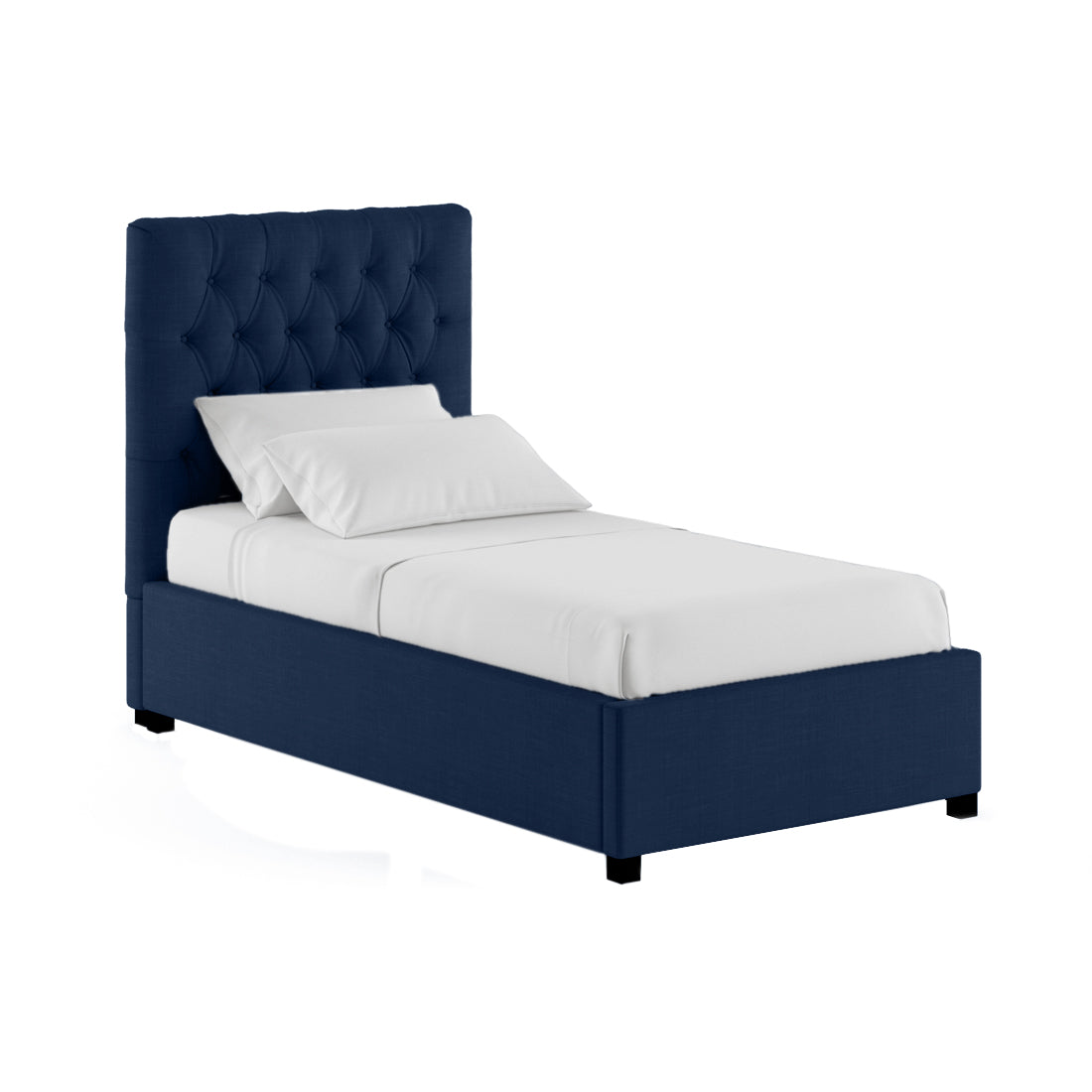 Isko Fabric Upholstered Single Bed in Royal Blue Colour with Box Storage