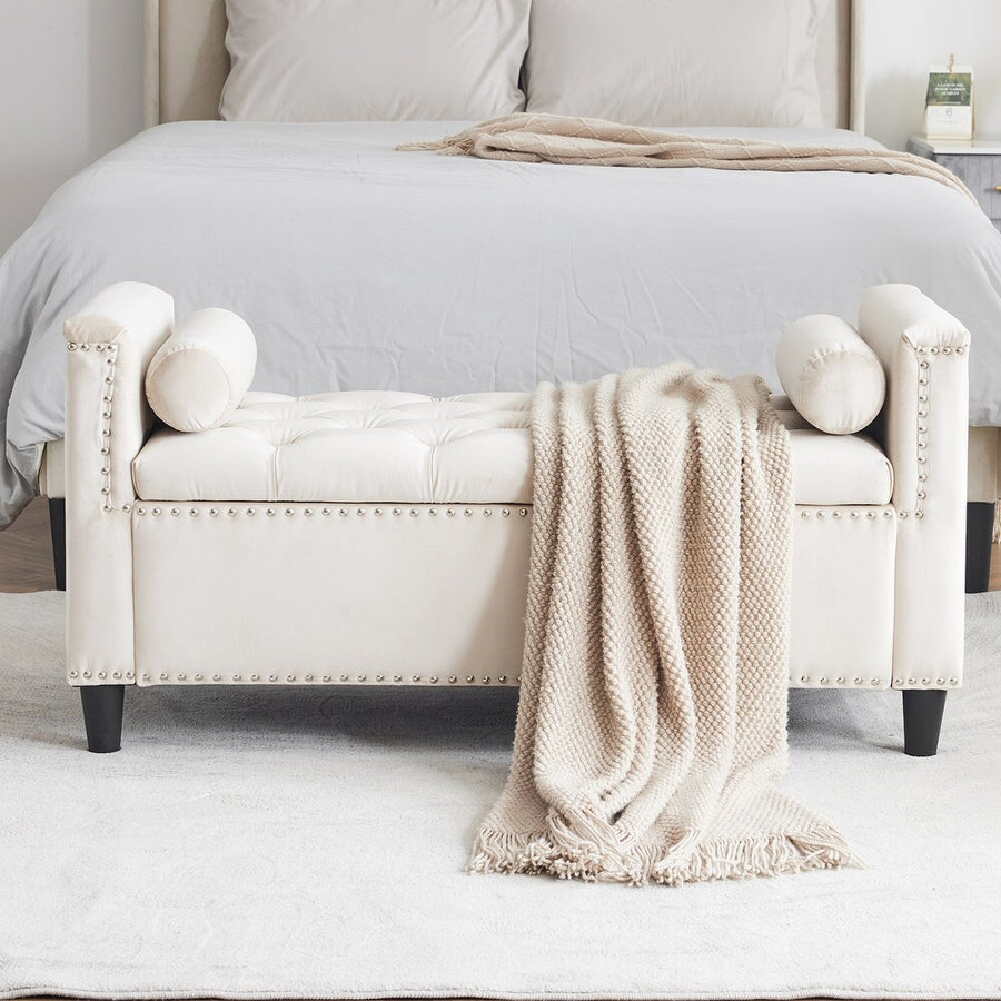Cairo Velvet 2 Seater Recamier In Camel Beige Colour With Storage - Febonic Living