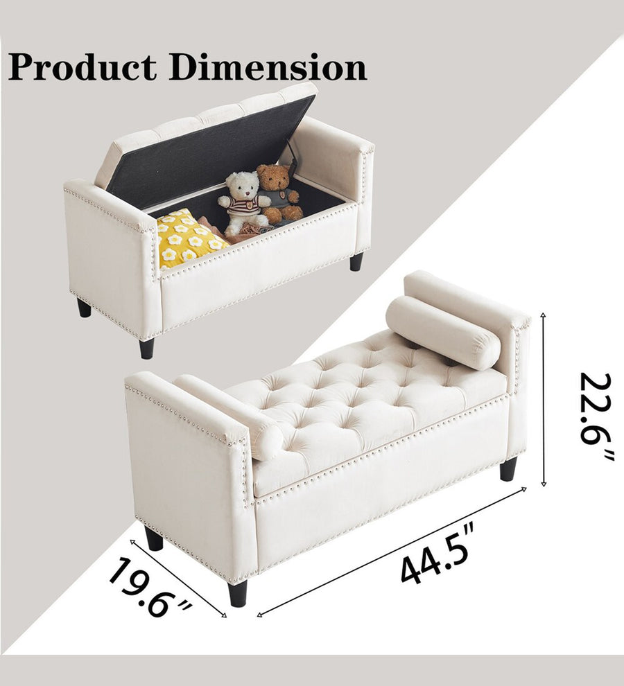 Cairo Velvet 2 Seater Recamier In Camel Beige Colour With Storage - Febonic Living