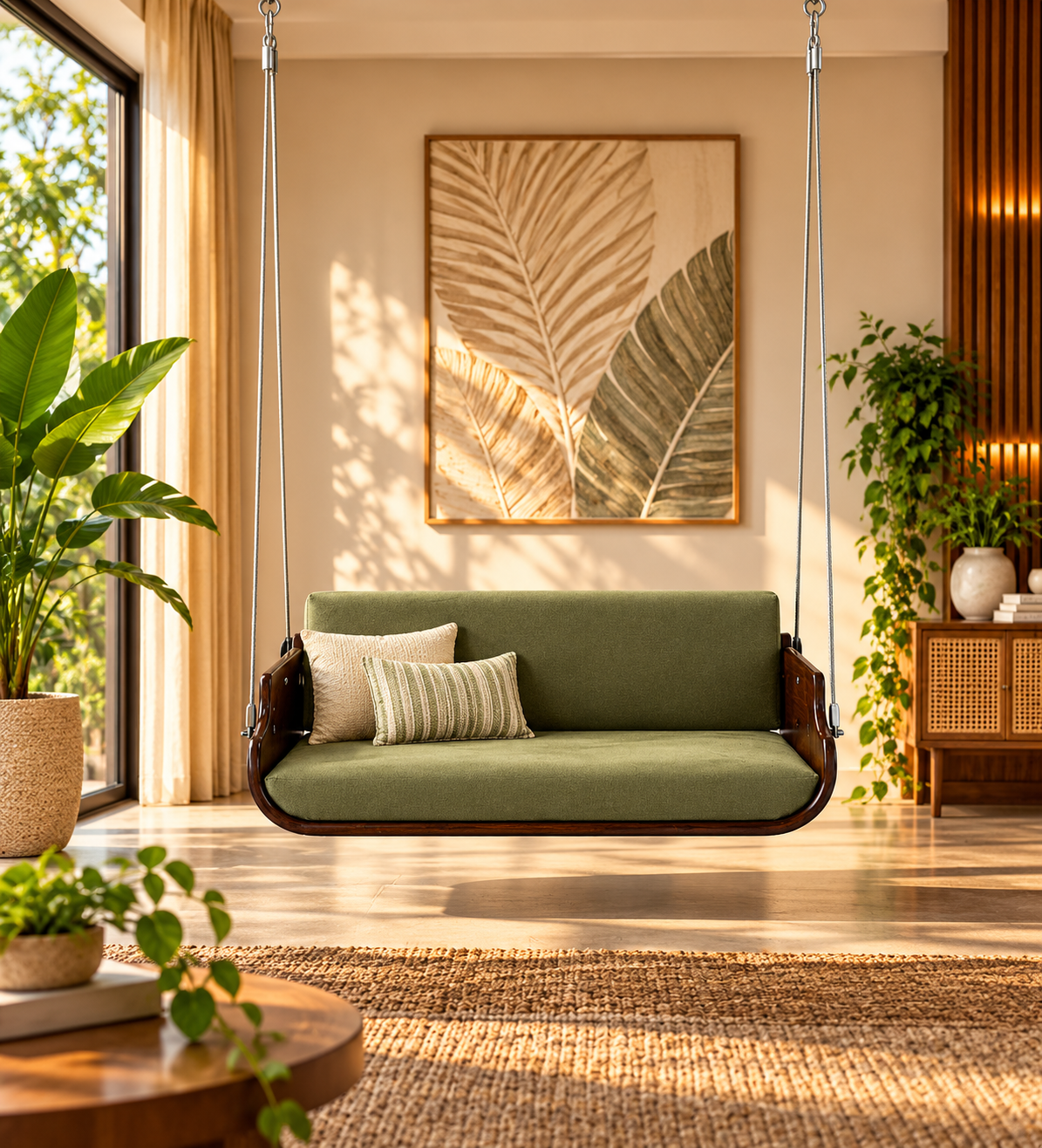 Erfin Sheesham Wood Swing In Provincial Teak Finish