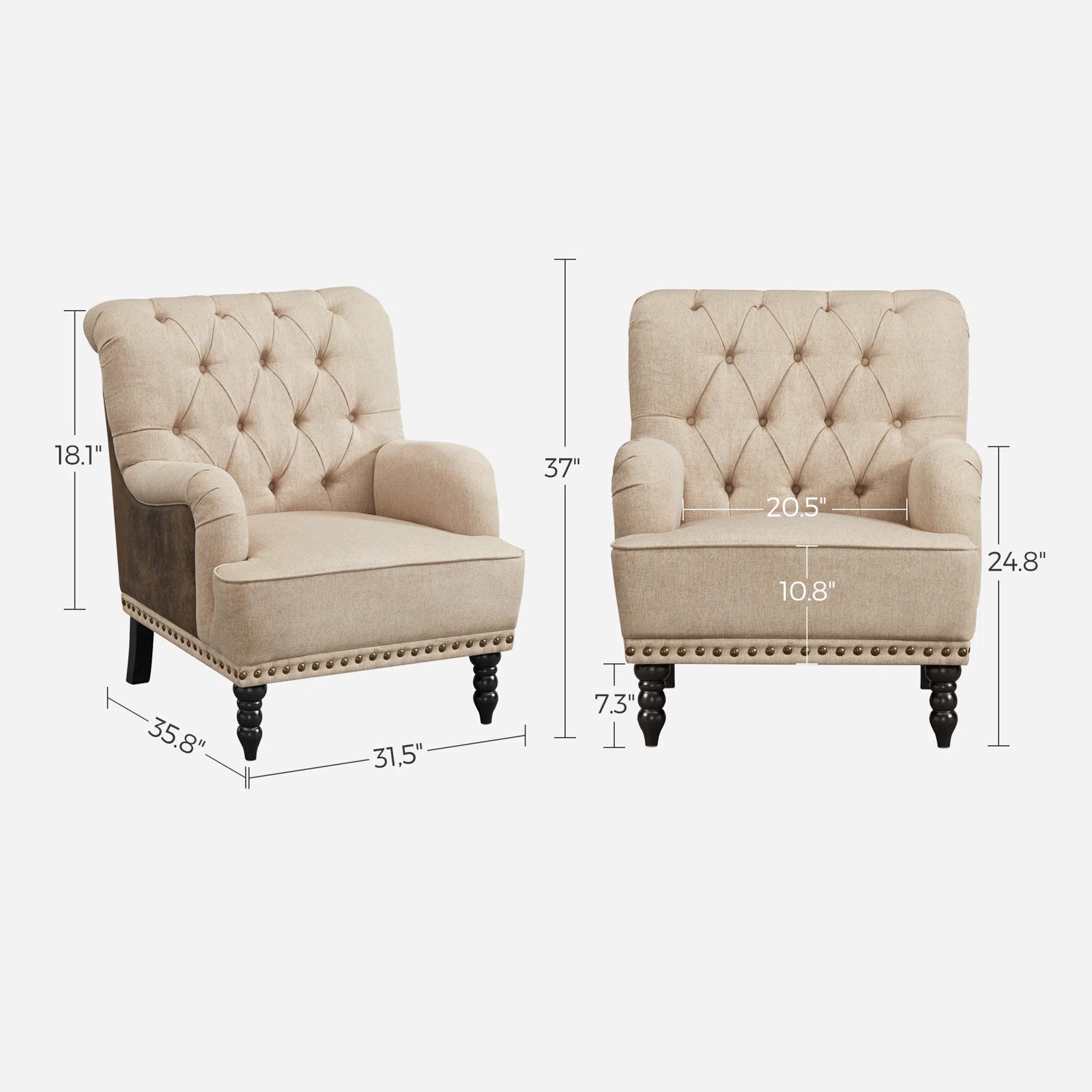 Comfora Fabric Arm Chair In Ivory Cream Colour