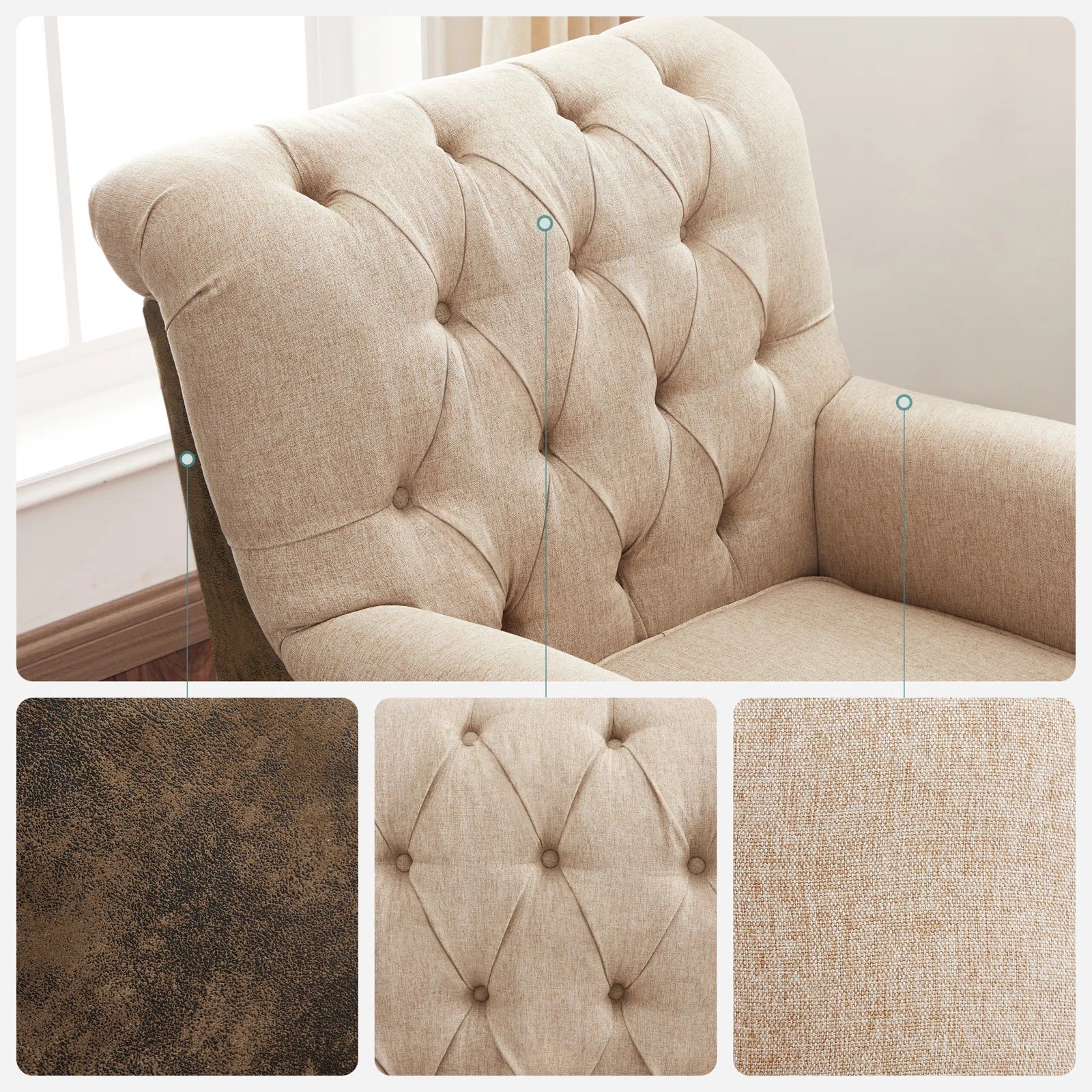 Comfora Fabric Arm Chair In Ivory Cream Colour
