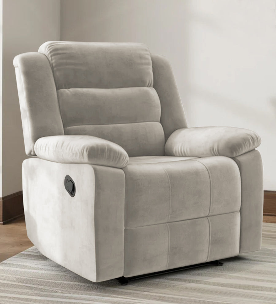 Erra 1 Seater Motorized Fabric Recliner - Ash Grey - Living View by Febonic Living