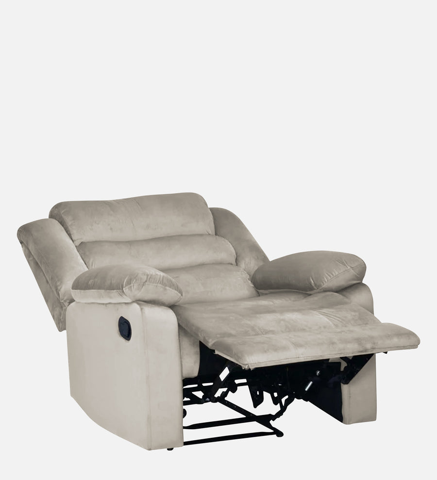 Erra 1 Seater Motorized Fabric Recliner - Ash Grey - Reclined View by Febonic Living