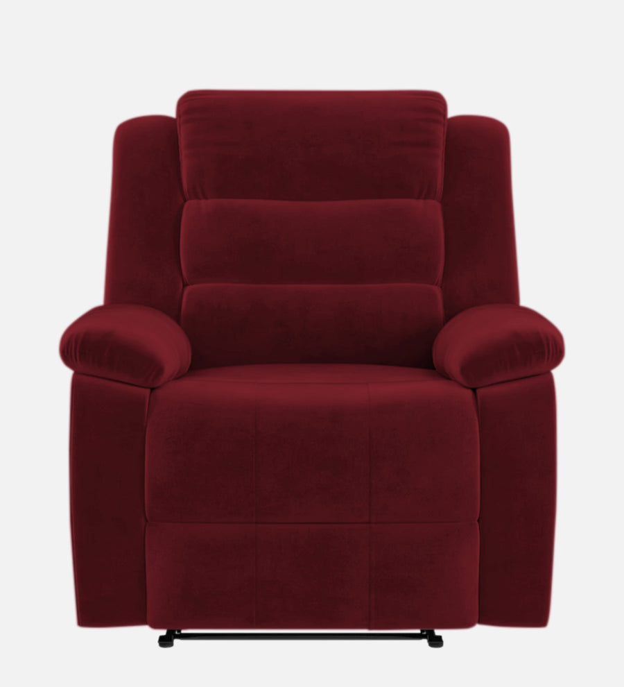 Erra 1 Seater Motorized Fabric Recliner - Blood Maroon - Front View by Febonic Living