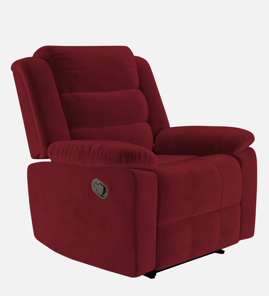 Erra 1 Seater Motorized Fabric Recliner - Blood Maroon - Side View by Febonic Living