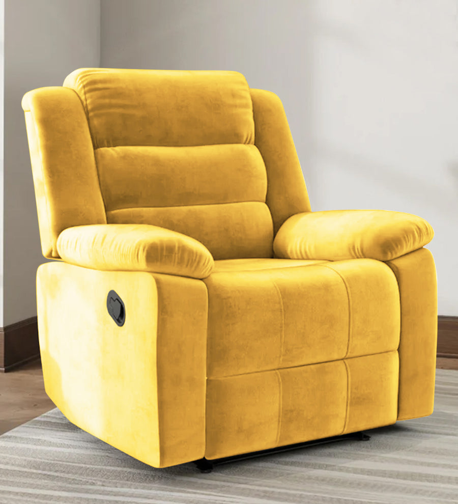 Erra 1 Seater Motorized Fabric Recliner - Bold Yellow - Living View by Febonic Living