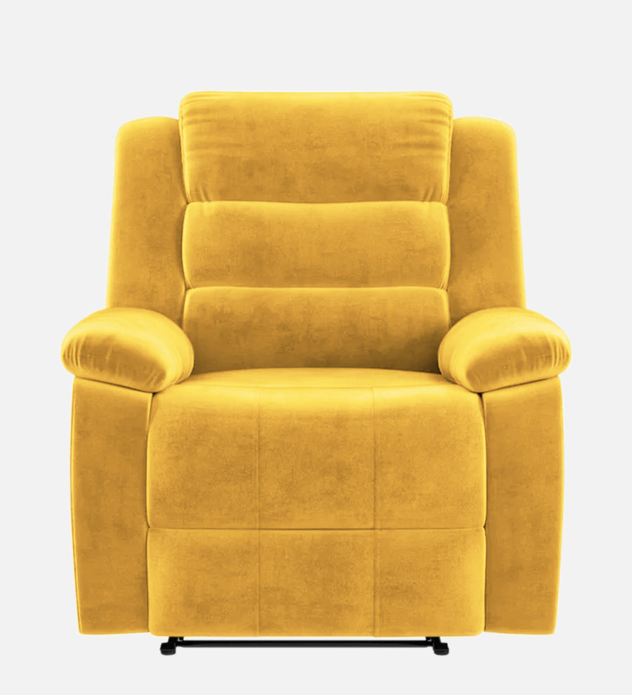 Erra 1 Seater Motorized Fabric Recliner - Bold Yellow - Front View by Febonic Living