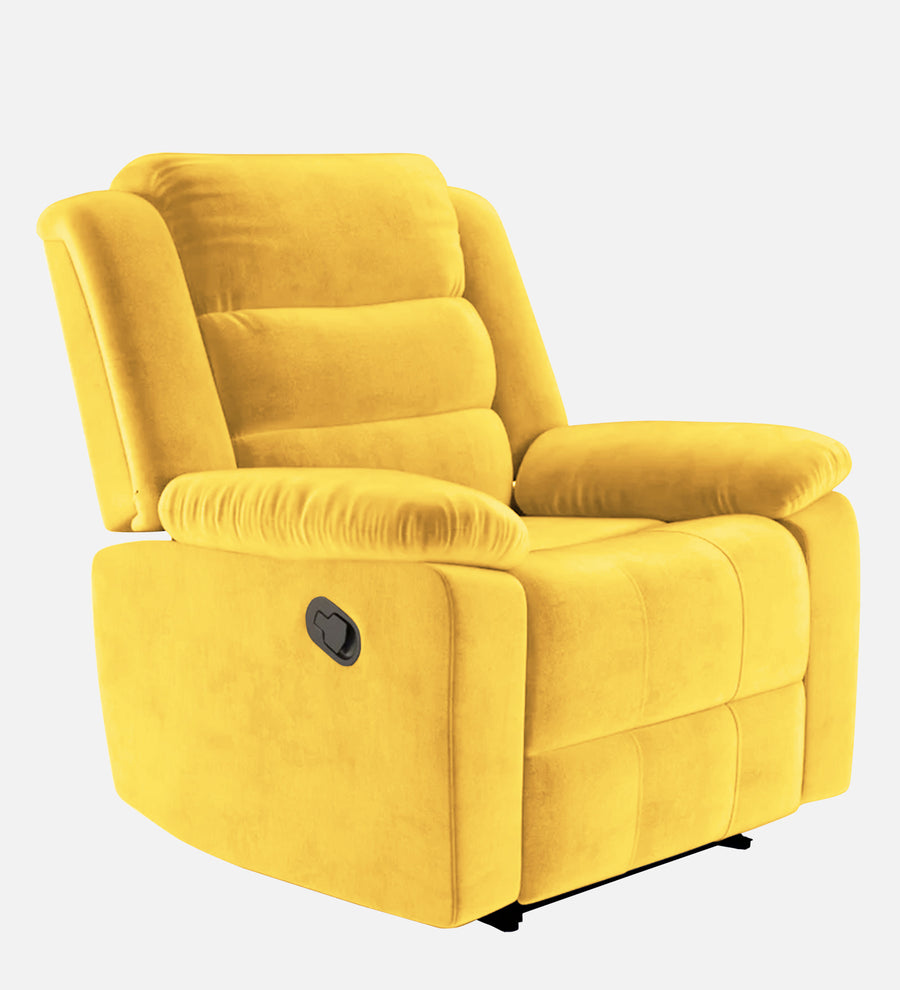 Erra 1 Seater Motorized Fabric Recliner - Bold Yellow - Side View by Febonic Living