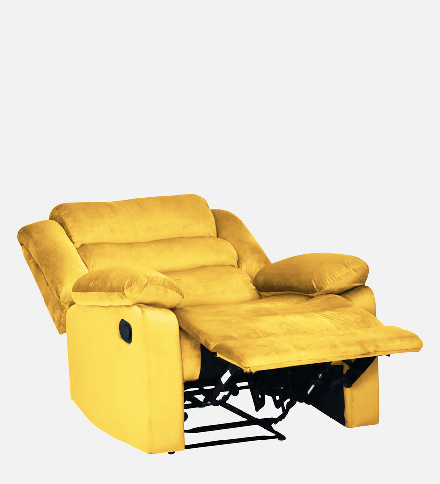 Erra 1 Seater Motorized Fabric Recliner - Bold Yellow - Reclined View by Febonic Living