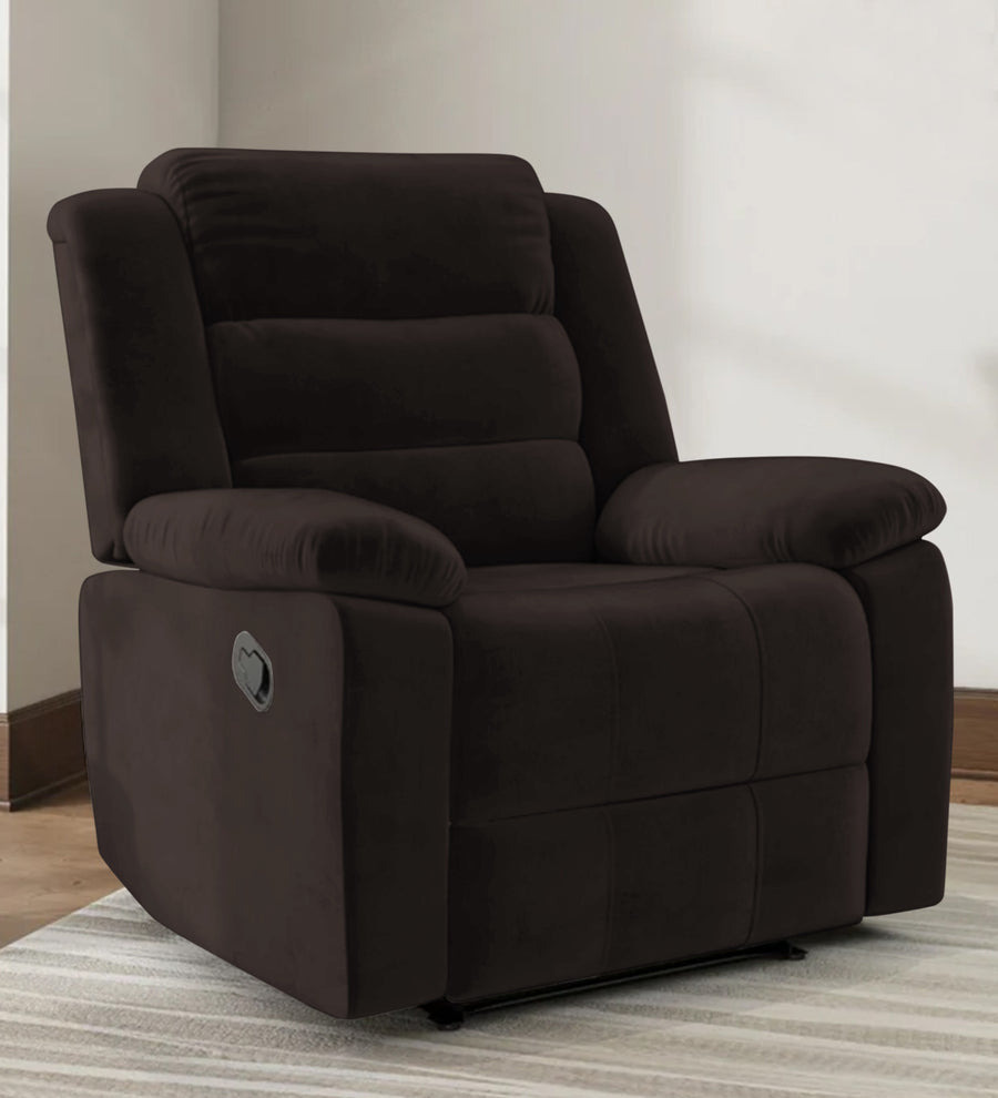 Erra 1 Seater Motorized Fabric Recliner - Cara Brown - Living View by Febonic Living