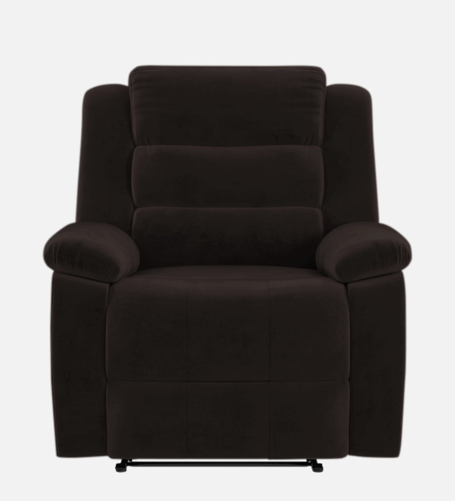 Erra 1 Seater Motorized Fabric Recliner - Cara Brown - Front View by Febonic Living