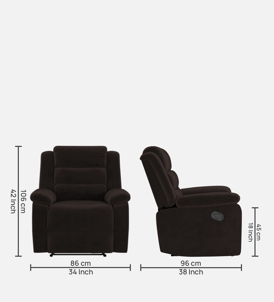 Erra 1 Seater Motorized Fabric Recliner - Cara Brown - Dimensions by Febonic Living
