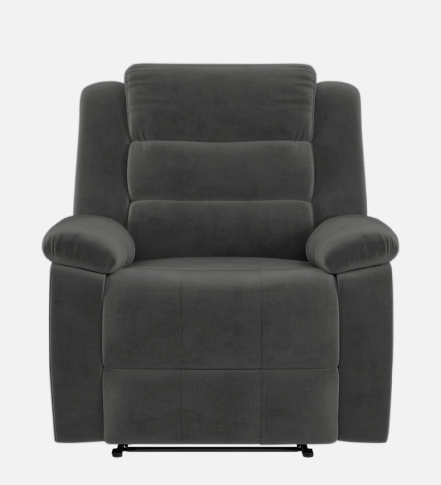 Erra 1 Seater Motorized Fabric Recliner - Charcoal Grey - Front View by Febonic Living