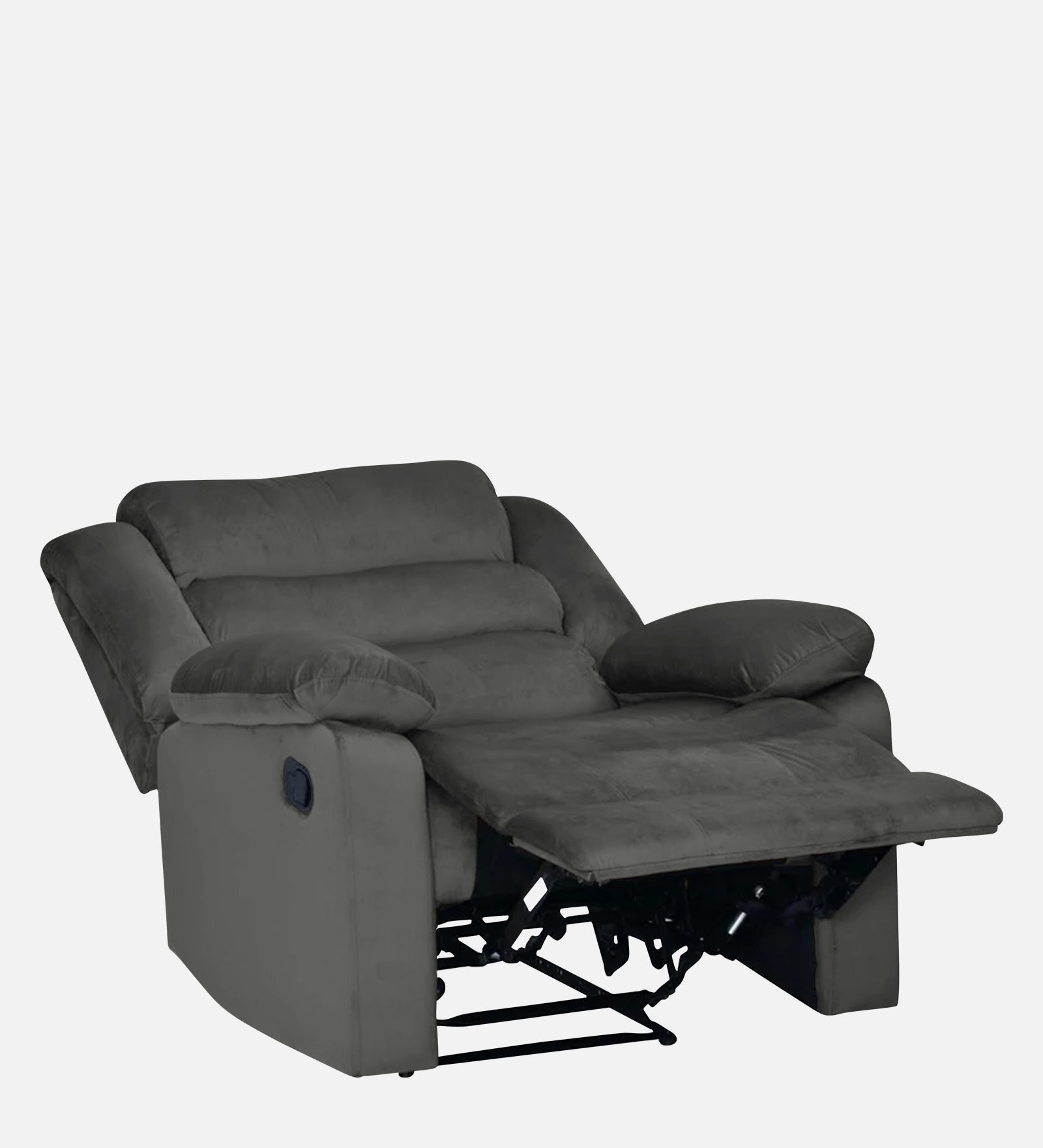 Erra 1 Seater Motorized Fabric Recliner - Charcoal Grey - Reclined View by Febonic Living