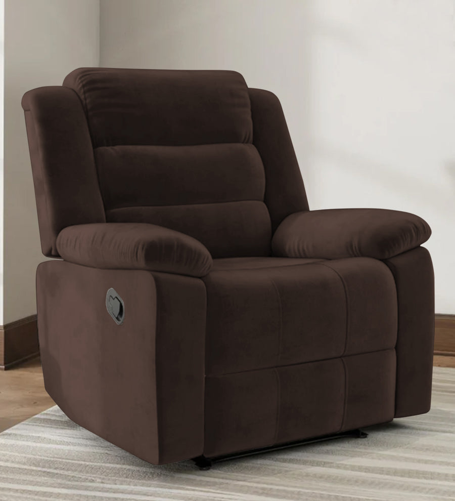 Erra 1 Seater Motorized Fabric Recliner - Coffee Brown - Living View by Febonic Living