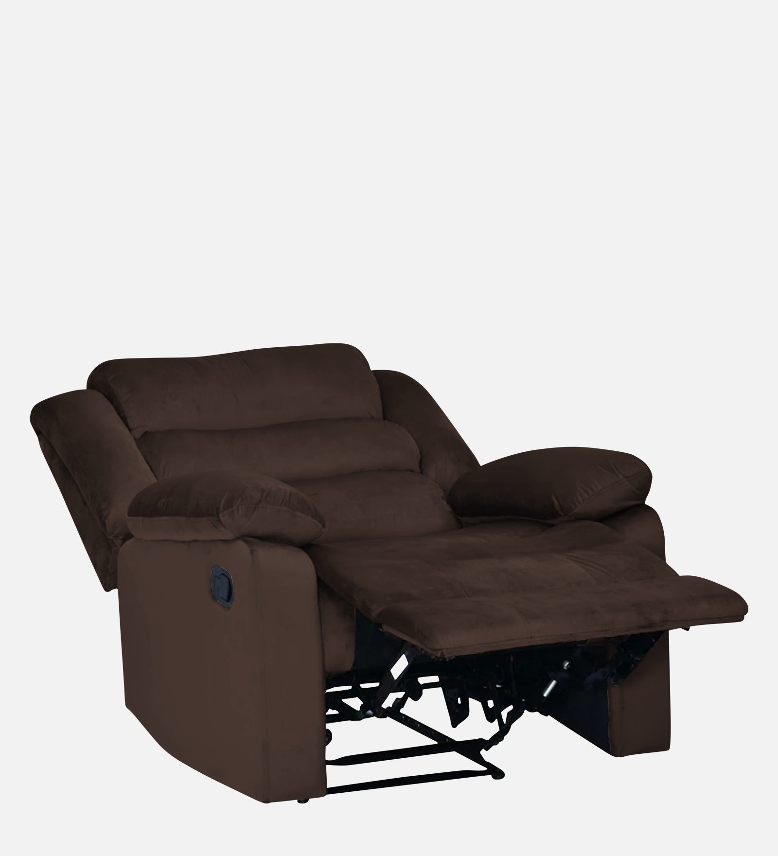 Erra 1 Seater Motorized Fabric Recliner - Coffee Brown - Reclined View by Febonic Living