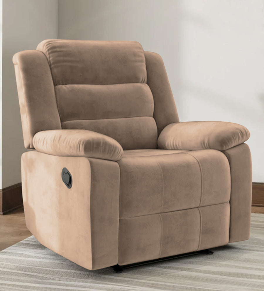 Erra 1 Seater Motorized Fabric Recliner - Cookie Beige - Living View by Febonic Living