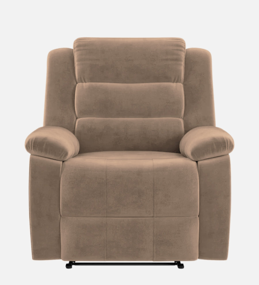 Erra 1 Seater Motorized Fabric Recliner - Cookie Beige - Front View by Febonic Living