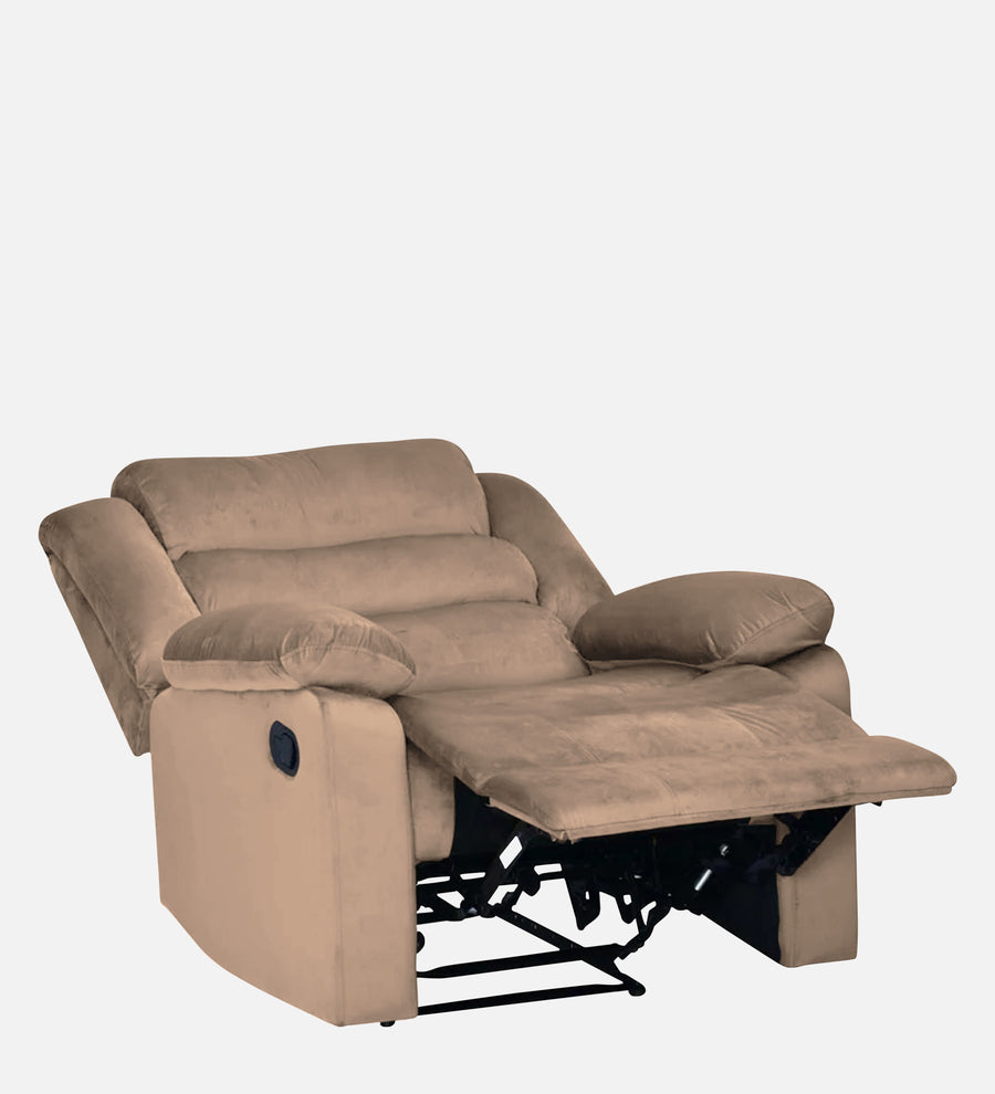 Erra 1 Seater Motorized Fabric Recliner - Cookie Beige - Reclined View by Febonic Living