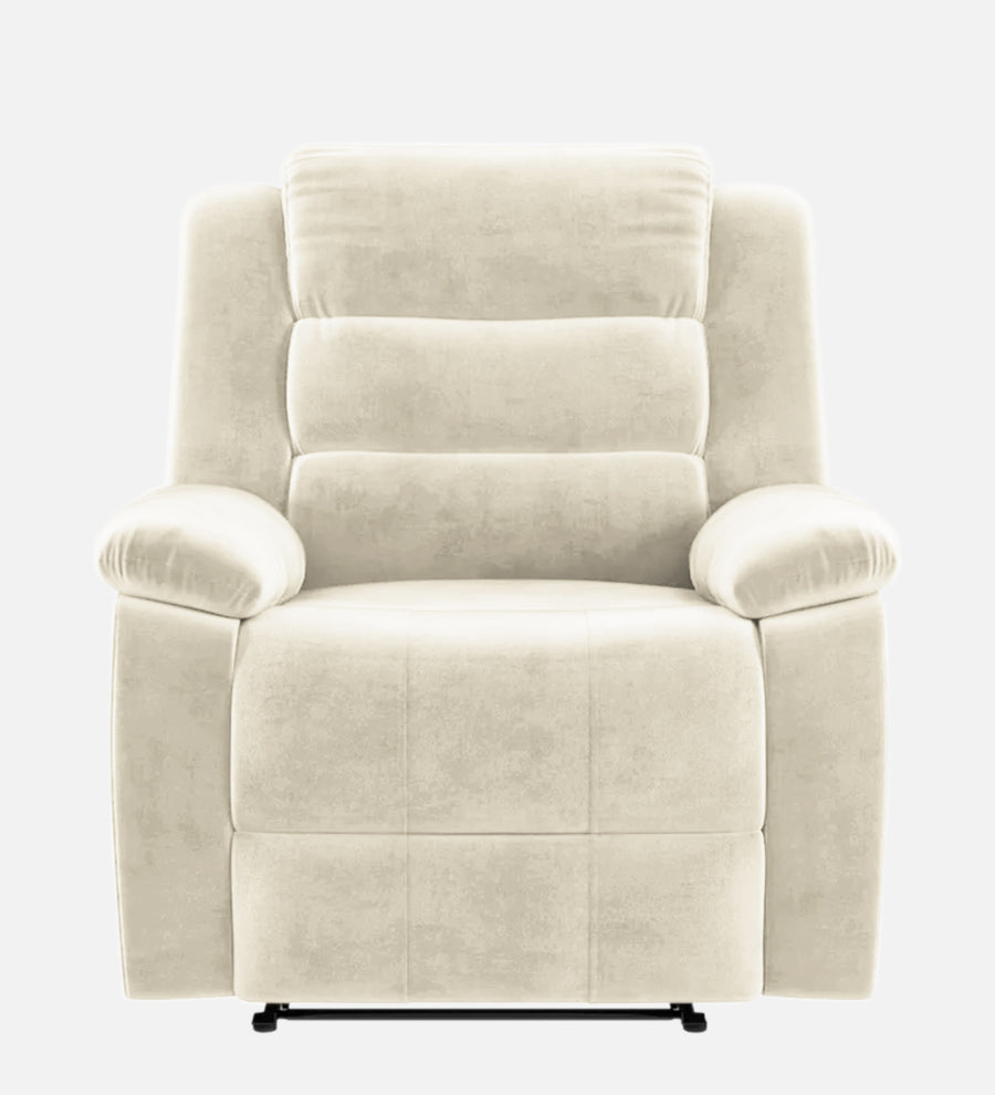 Erra 1 Seater Motorized Fabric Recliner - Ivory Cream - Front View by Febonic Living