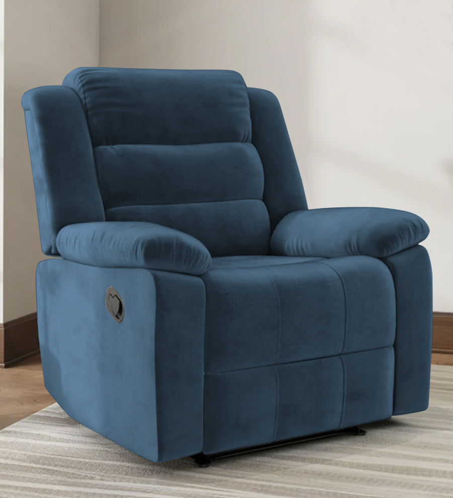 Erra 1 Seater Motorized Fabric Recliner - Light Blue - Living View by Febonic Living