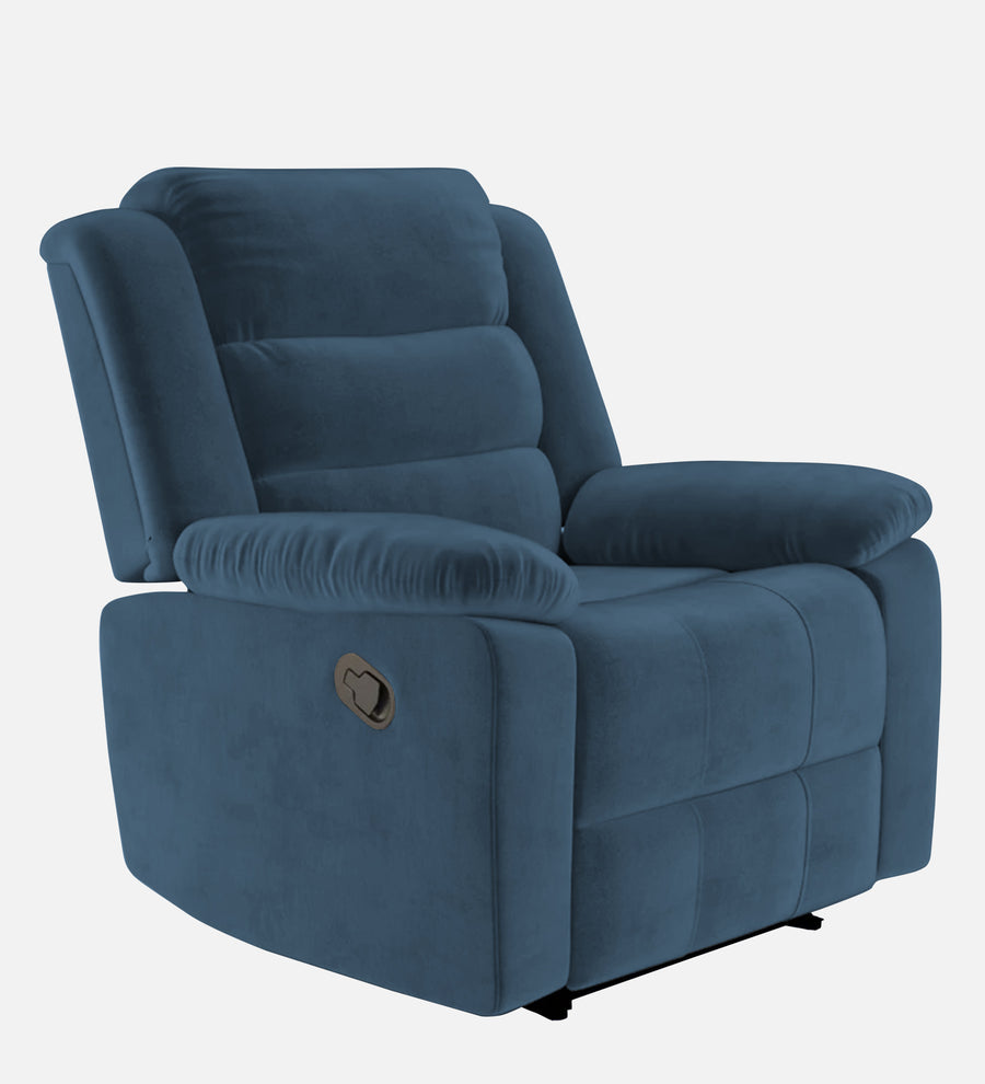Erra 1 Seater Motorized Fabric Recliner - Light Blue - Side View by Febonic Living