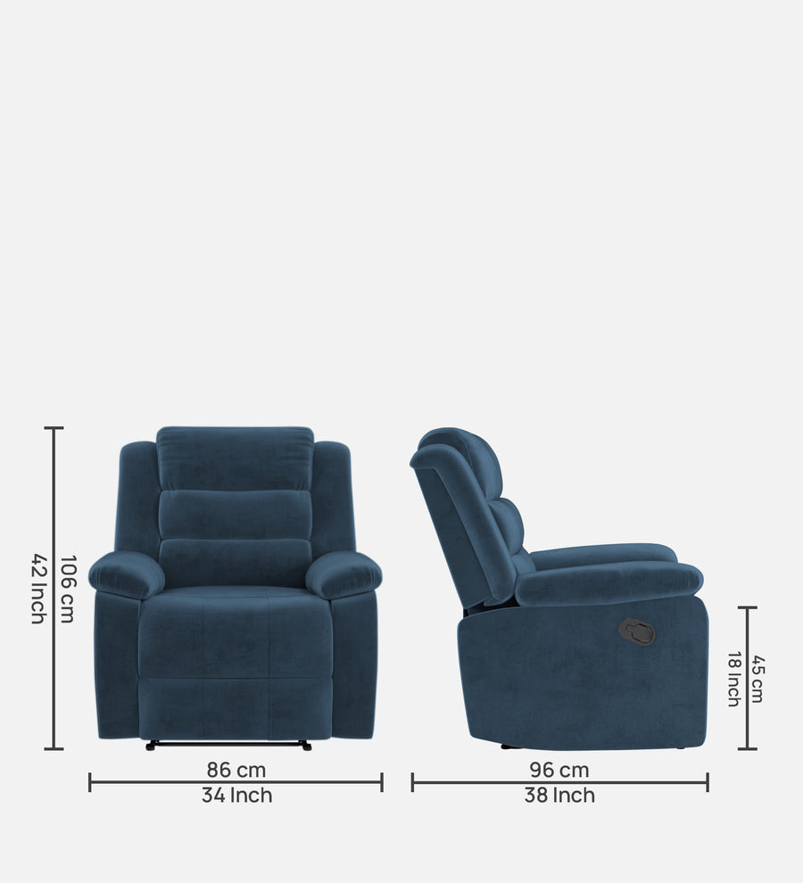 Erra 1 Seater Motorized Fabric Recliner - Light Blue - Dimensions by Febonic Living