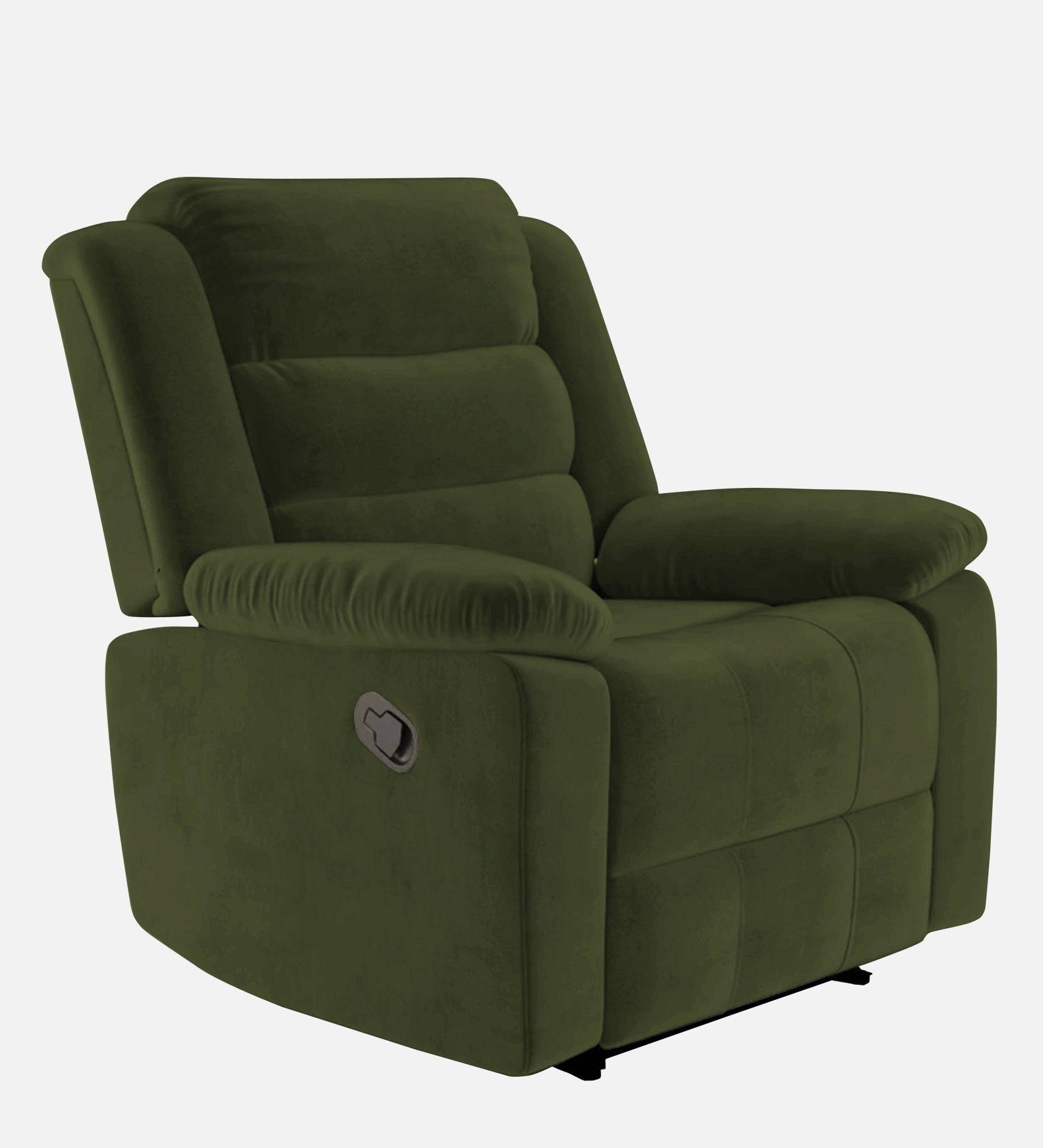 Erra 1 Seater Motorized Fabric Recliner - Olive Green - Side View by Febonic Living