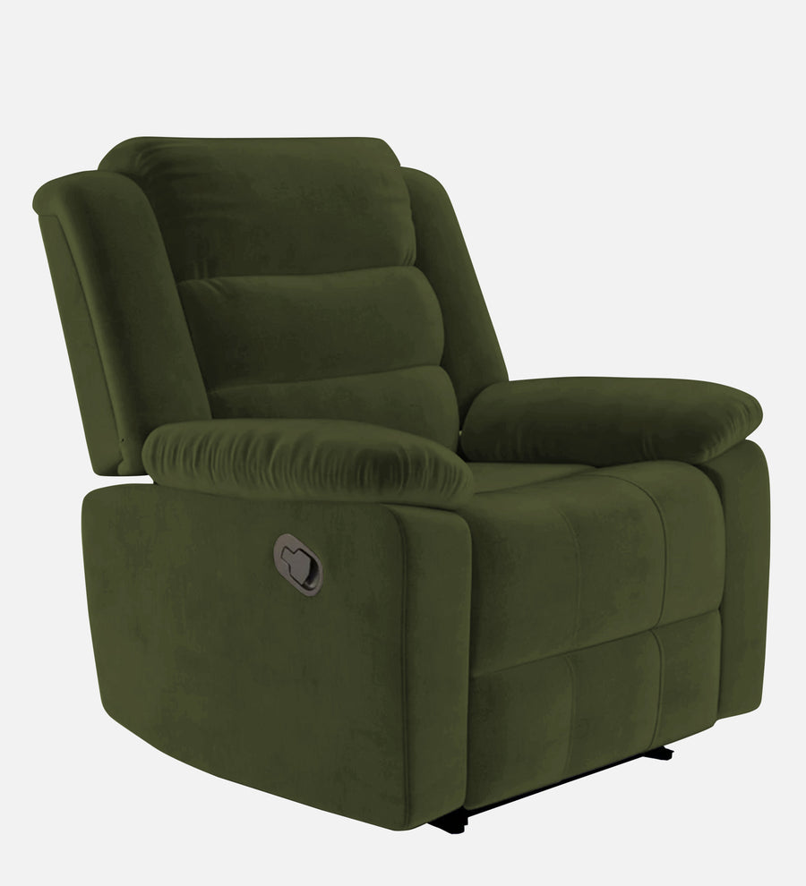Erra 1 Seater Motorized Fabric Recliner - Olive Green - Side View by Febonic Living