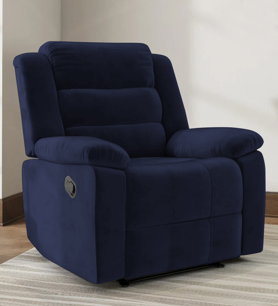 Erra 1 Seater Motorized Fabric Recliner - Royal Blue - Living View by Febonic Living