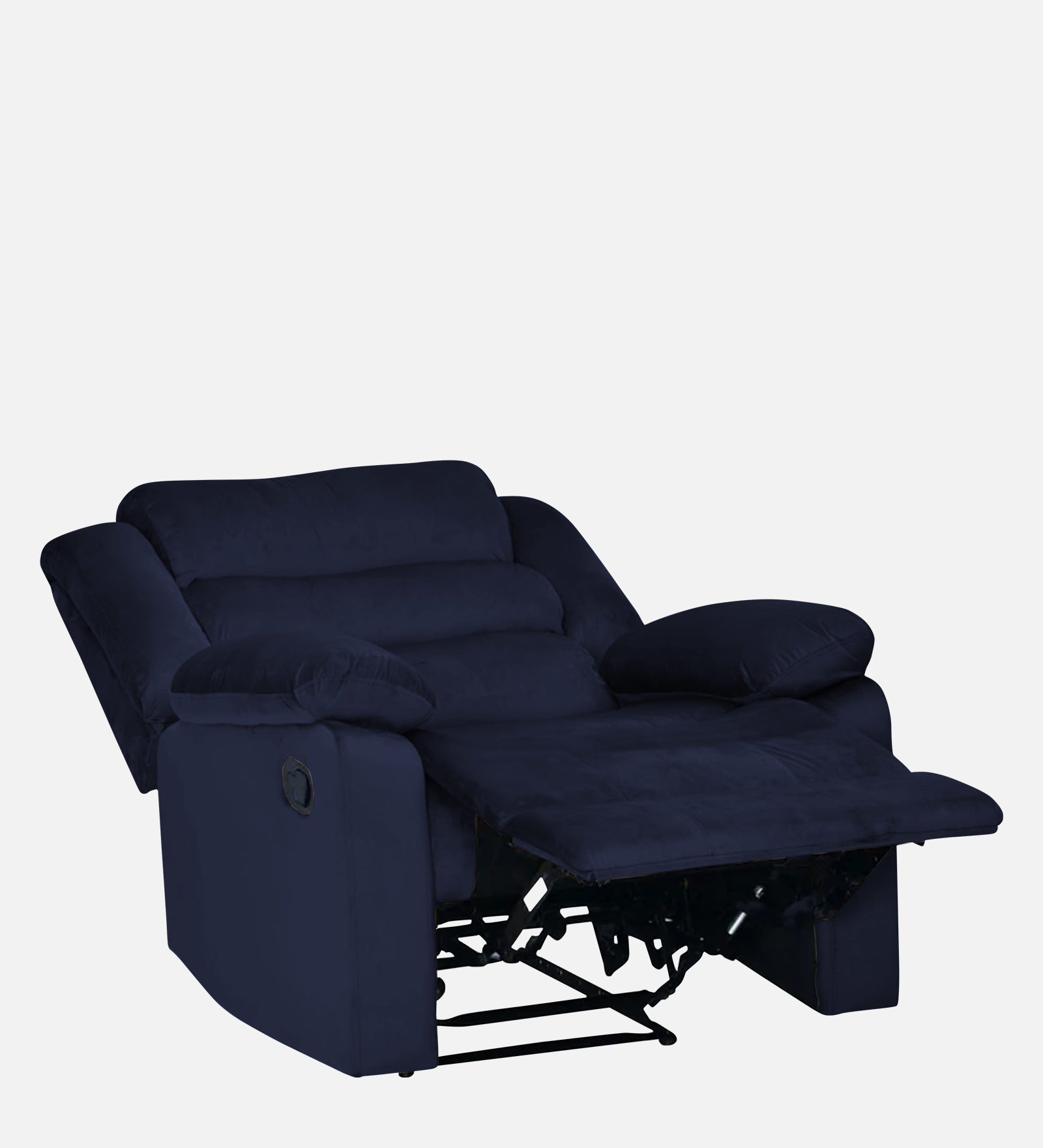 Erra 1 Seater Motorized Fabric Recliner - Royal Blue - Reclined View by Febonic Living