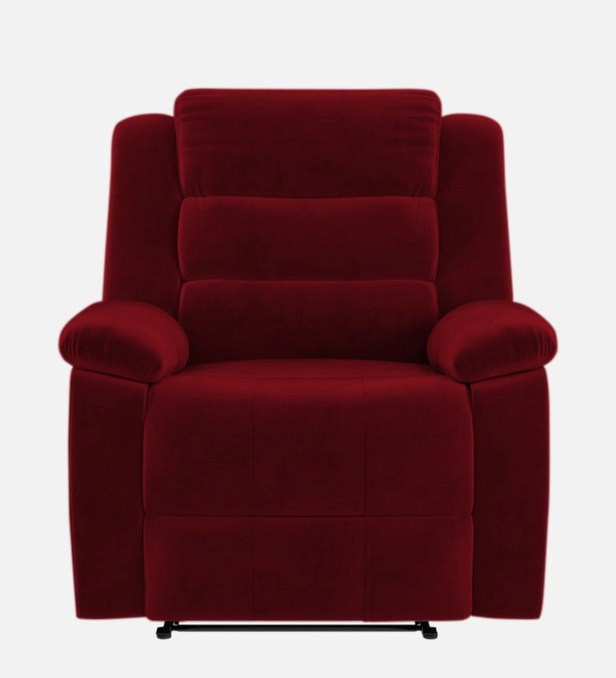 Erra 1 Seater Motorized Fabric Recliner - Ruby Red - Front View by Febonic Living