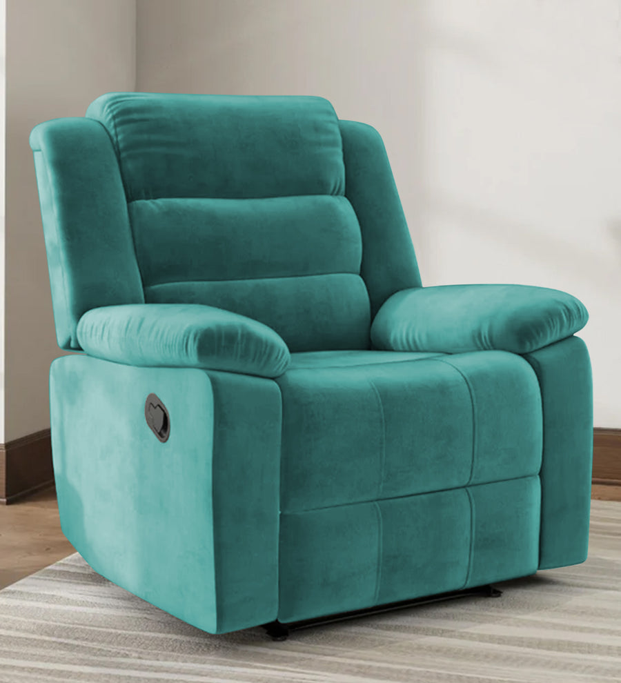 Erra 1 Seater Motorized Fabric Recliner - Sea Green - Living View by Febonic Living