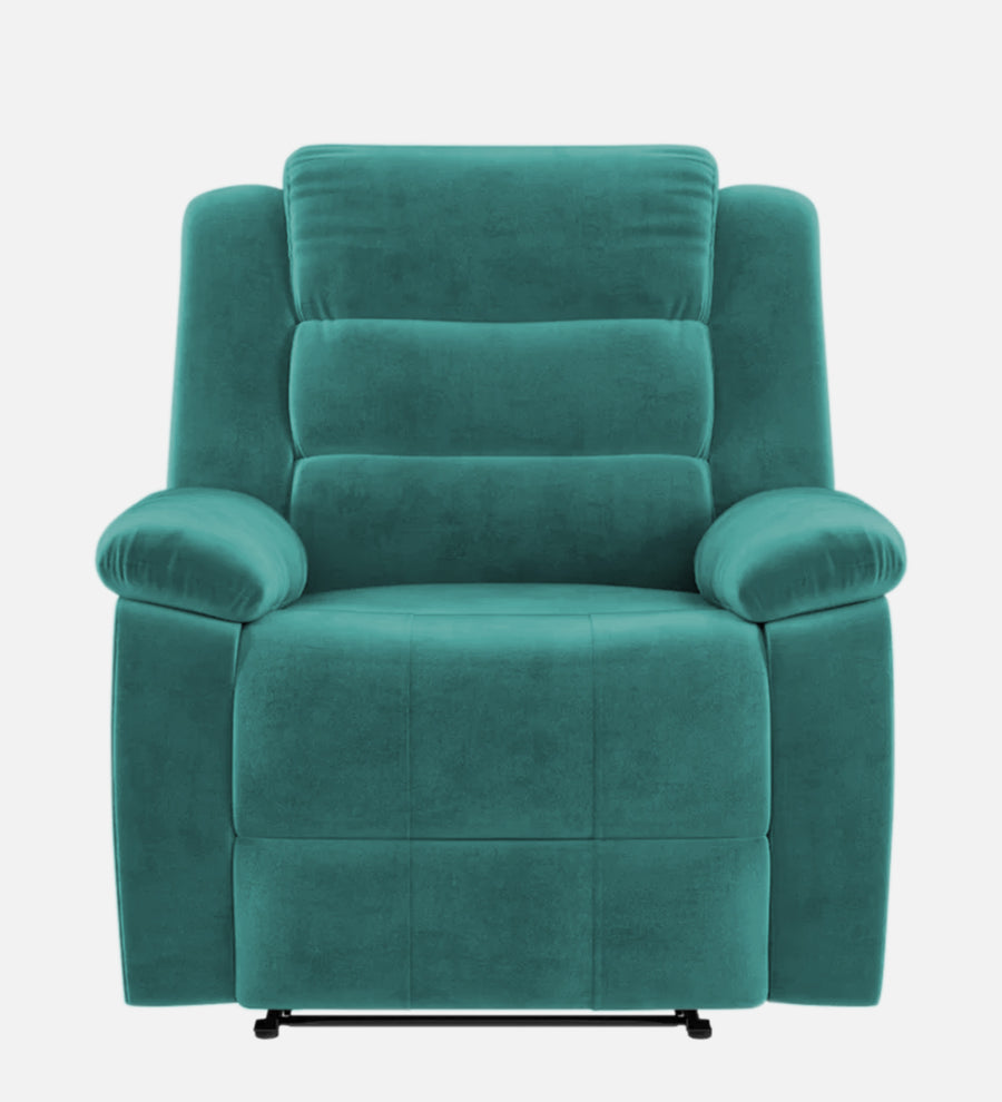 Erra 1 Seater Motorized Fabric Recliner - Sea Green - Front View by Febonic Living