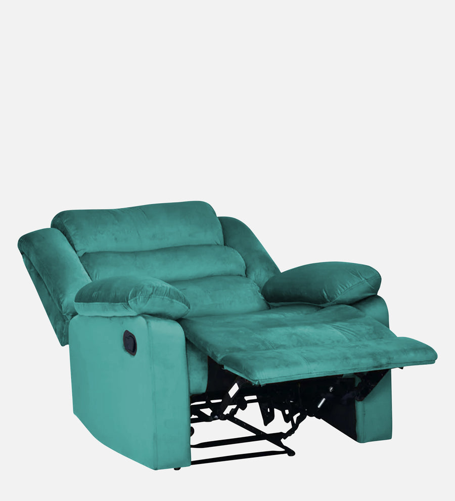 Erra 1 Seater Motorized Fabric Recliner - Sea Green - Reclined View by Febonic Living