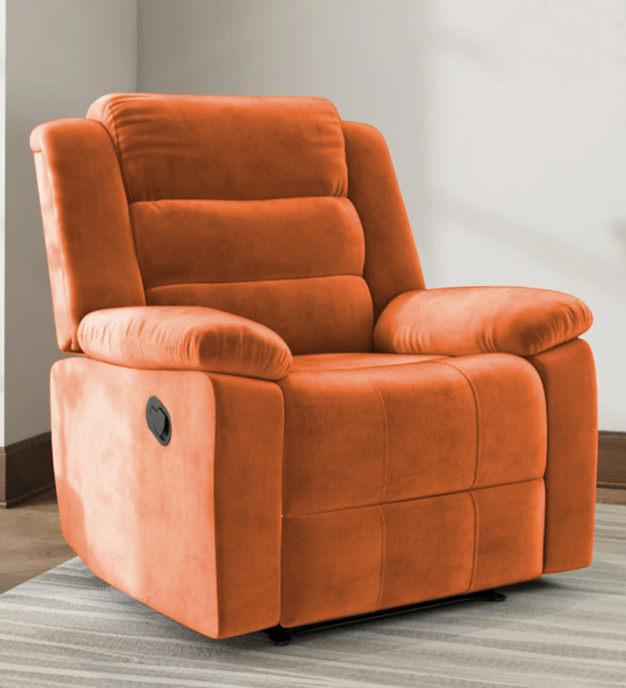 Erra 1 Seater Motorized Fabric Recliner - Vivid Orange - Living View by Febonic Living