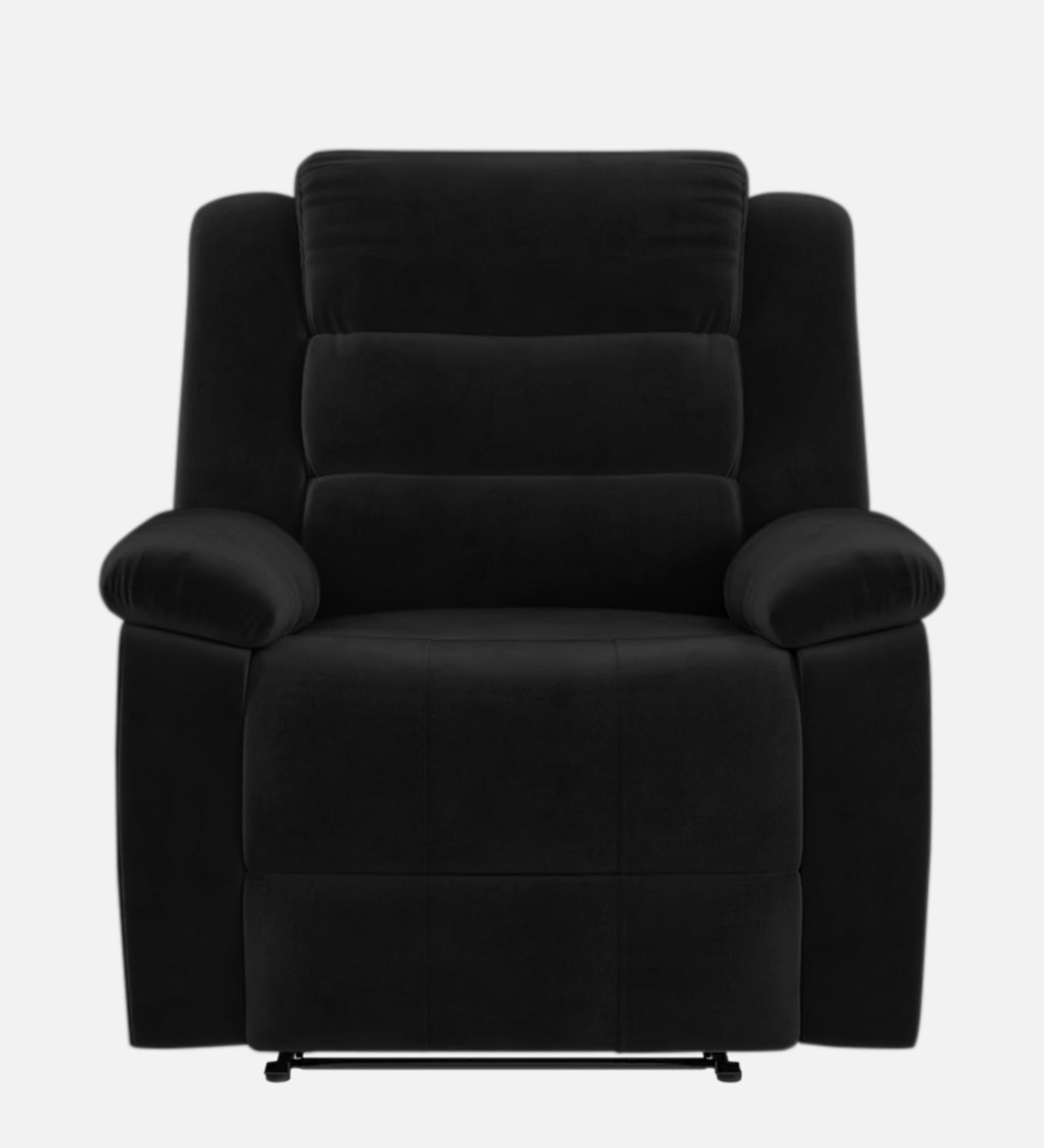 Erra 1 Seater Motorized Fabric Recliner - Zed Black - Front View by Febonic Living