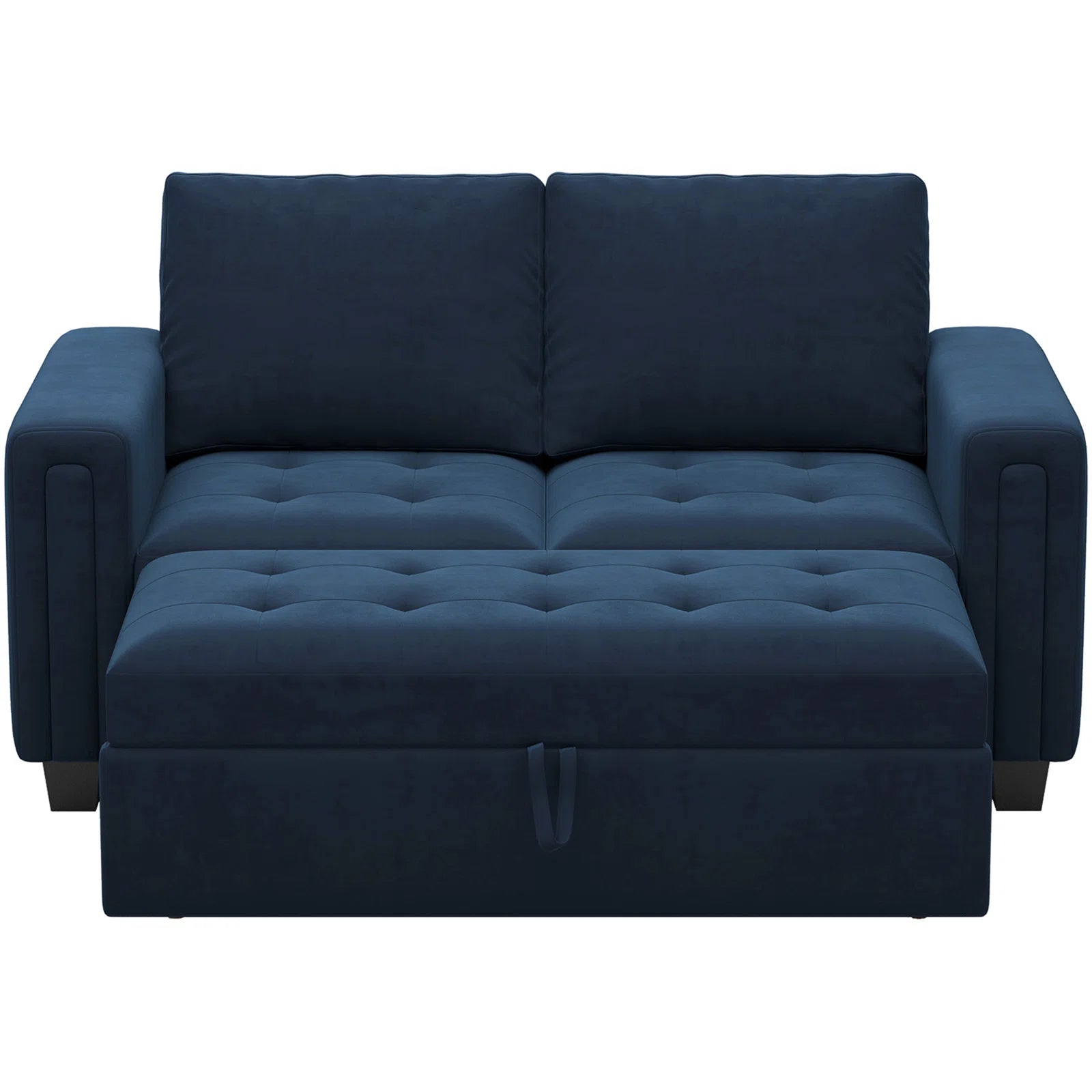 Miro Velvet 2 Seater Pull Out Sofa Cum Bed In Indigo Blue Colour