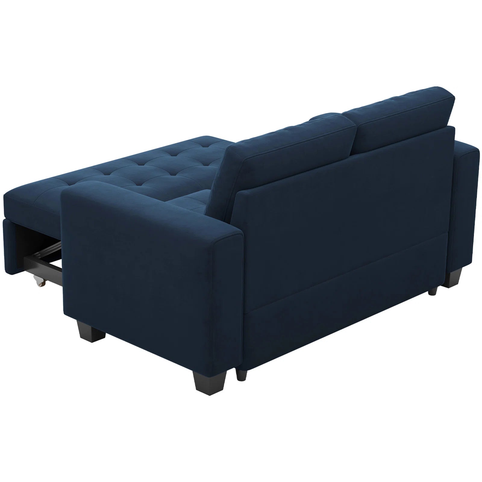 Miro Velvet 2 Seater Pull Out Sofa Cum Bed In Indigo Blue Colour